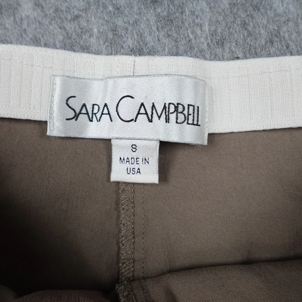 Sara Campbell Pant Women Small‎ Brown Straight Leg Stretch Pull On Made In USA